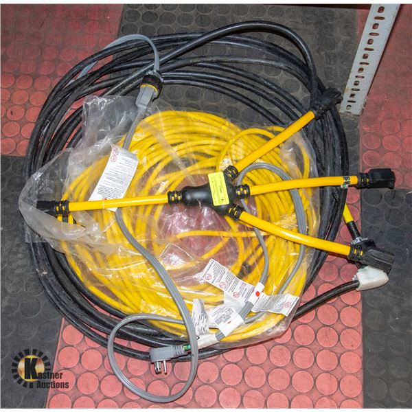 LOT OF THREE EXTENSION CORDS: 30FT, 8FT, UNKNOWN