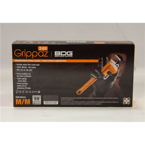 GRIPPAZ BDG DISPOSABLE GLOVES SIZE M/M 50 PIECES