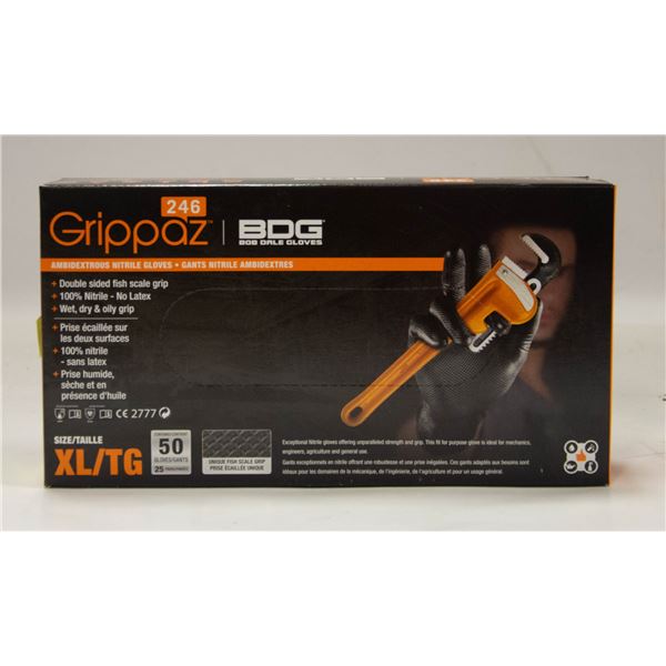 GRIPPAZ BDG DISPOSABLE GLOVES SIZE XL/G 50