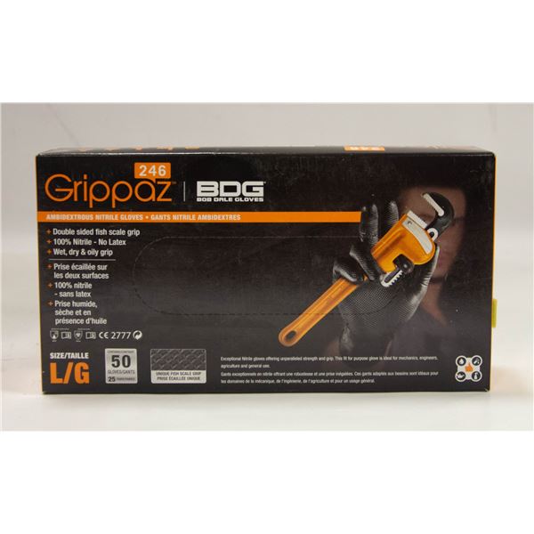 GRIPPAZ BDG DISPOSABLEGLOVES SIZE L/G 50 PIECES