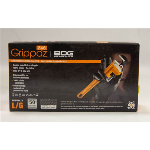 GRIPPAZ BDG DISPOSABLE GLOVES SIZE L/G 50 PIECES