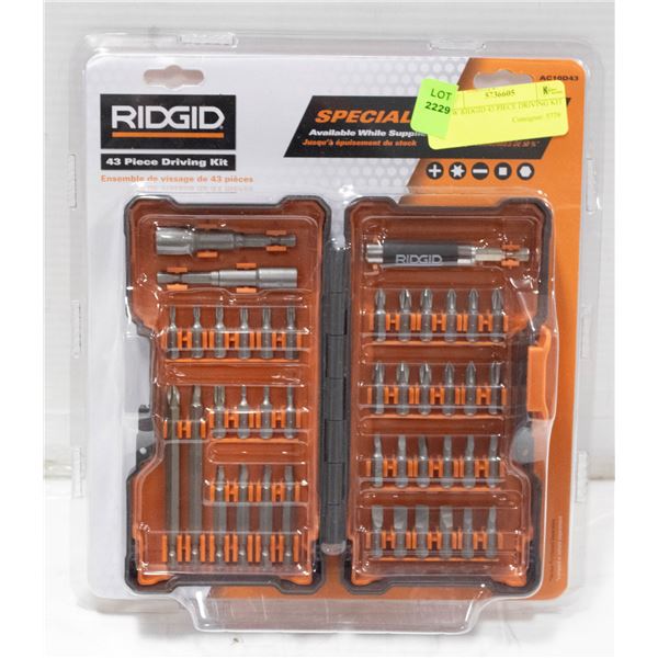 NEW RIDGID 43 PIECE DRIVING KIT