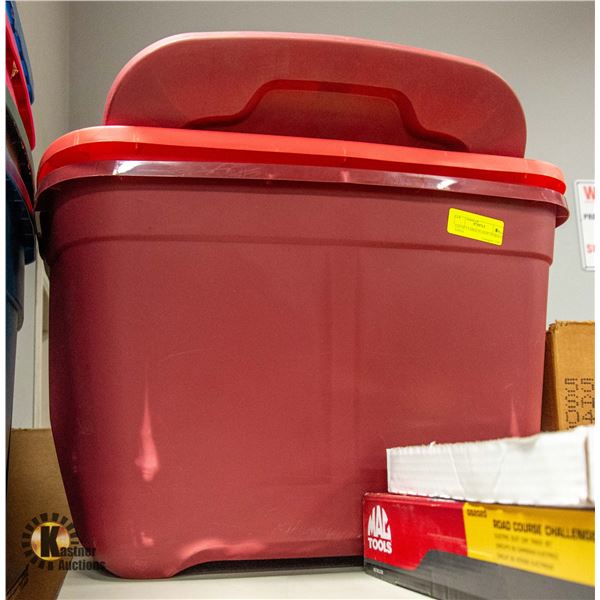 LOT OF 2 LARGE PLASTIC STORAGE TOTES