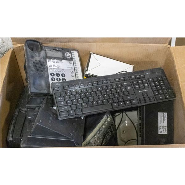 BOX OF OFFICE PHONES & TIMECLOCK