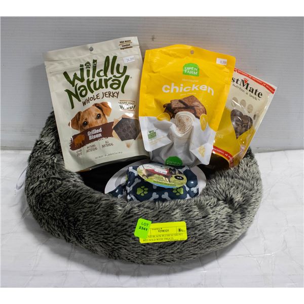 ROUND BLACK PLUSH SZ SM PET BED SOLD WITH TREATS