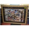 Image 1 : FRAMED MATTED GLASS ENCASED PICTURE GOLD/FLORAL