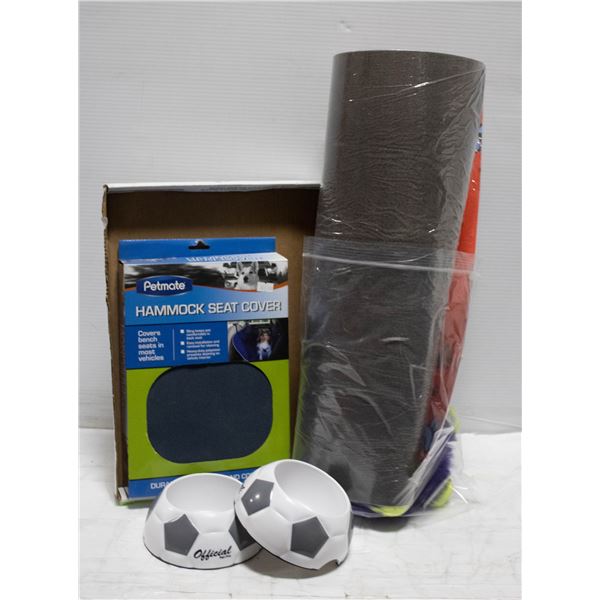 DOG FLAT INCLUDES BOWL SET, HAMMOCK SEAT COVER