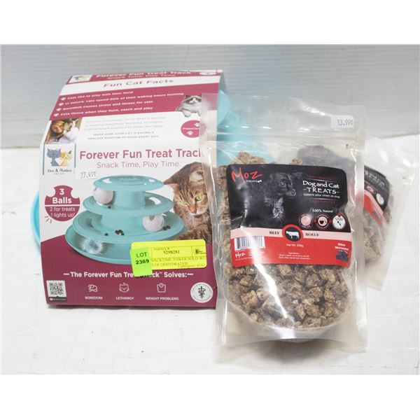 CAT SNACKTIME TOWER SOLD WITH 2 BAGS OF DEHYDRATED