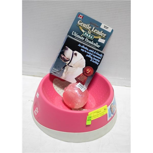 PINK DOGS ORAL HEALTH BOWL SOLD WITH BALL AND MED