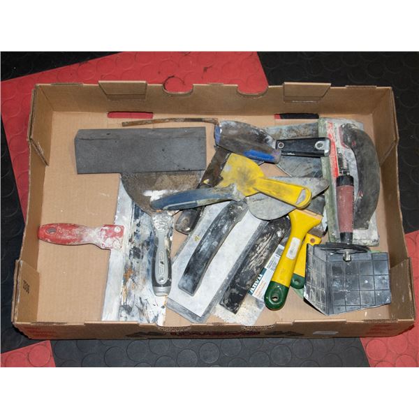 LARGE FLAT OF DRYWALL TOOLS