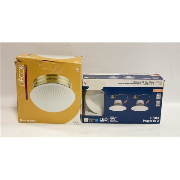TWO PACK OF PANEL LIGHTS SOLD WITH NEW FLUSH MOUNT