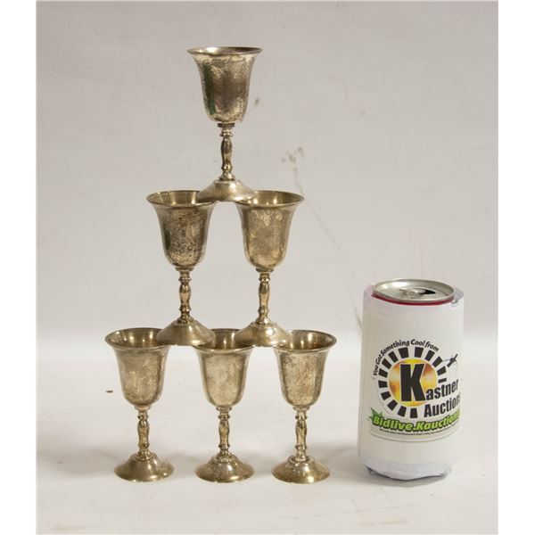 6 EP BRASS LIQUOR GLASSES