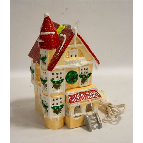 CHRISTMAS HOUSE 8" HIGH, 6"WIDE, 6" DEEP" WORKING