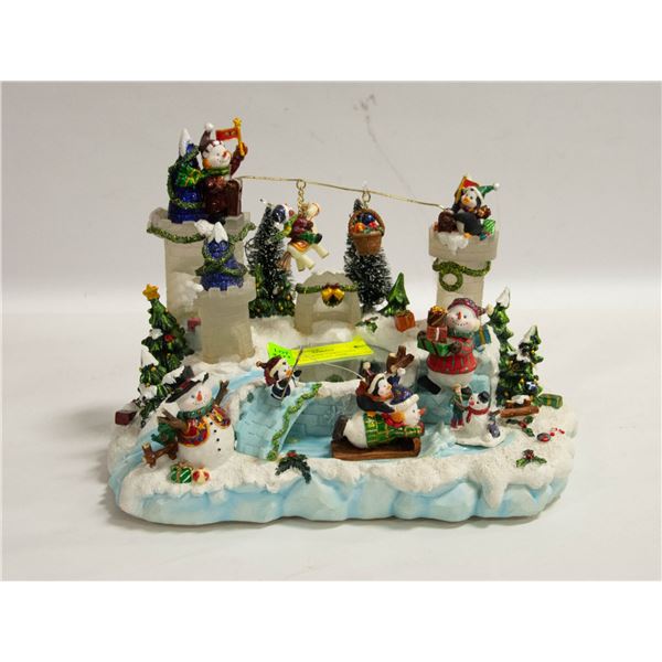 LARGE 12" WIDE CHRISTMAS SKATING CERAMIC RINK