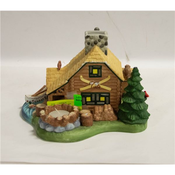 HEAVY 12" LARGE CERAMIC CHRISTMAS OUTDOOR CABIN &