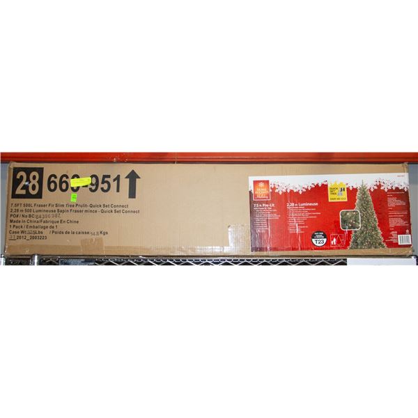 7.5 FT PRE-LIT CHRISTMAS TREE SLIM FRASER FIR