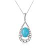 Image 1 : 1.42ct Turquoise 14 K White Gold Pendant