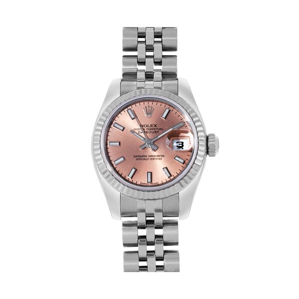 Rolex Ladies Salmon Index Hidden Clasp Jubilee Watch