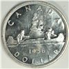 Image 1 : 1956 Queen Elizabeth II Canadian Silver Dollar UNC