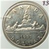 Image 1 : 1957 Queen Elizabeth II Canadian Silver Dollar