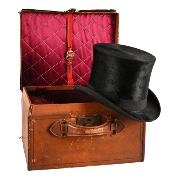 Bolton Gambler Top Hat With Leather Carrying Case