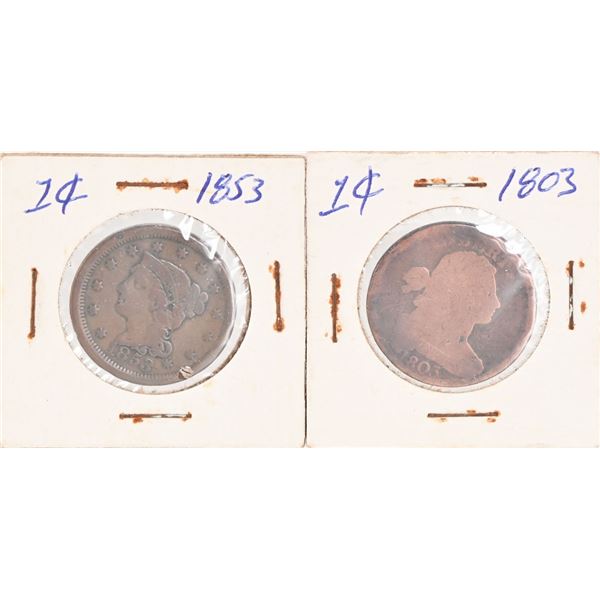 1803 & 1853 Large Cent Pieces