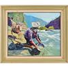Image 1 : G. Fowler Framed Oil On Canvas Panning For Gold
