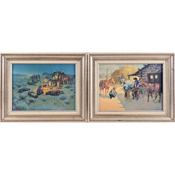 Pair Of Framed Charlie Dye Cowboy Prints