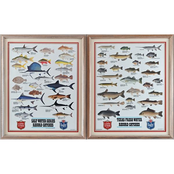 2 Lone Star Beer Fishing Guide Framed Posters