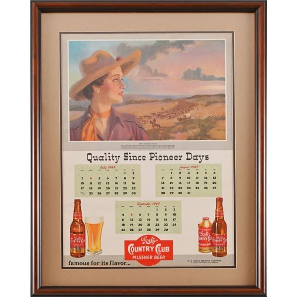 Goetz Country Club Beer 1949 Framed Calendar