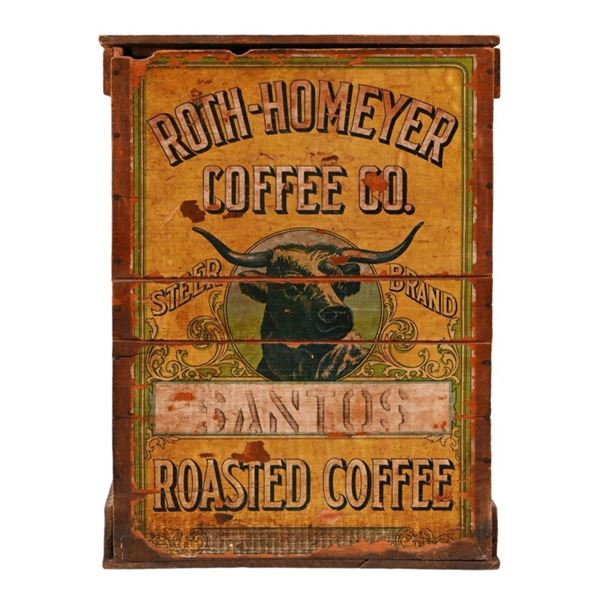 Early 1900's Roth-Homeyer "Steer Brand" Coffee Bin