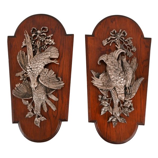 Pair of Antique French Hunting Plaques