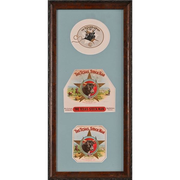 The Texas Stock Man San Antonio Texas Litho Labels