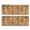 Image 1 : (2) Texas Centennial 1936 Matching License Plates