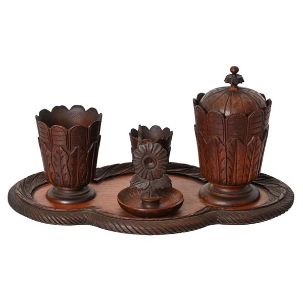 Antique Relief Carved Tobacco Station