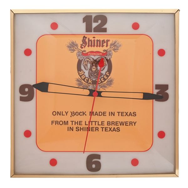 Shiner Bock Beer Lighted Advertising Clock 1960's