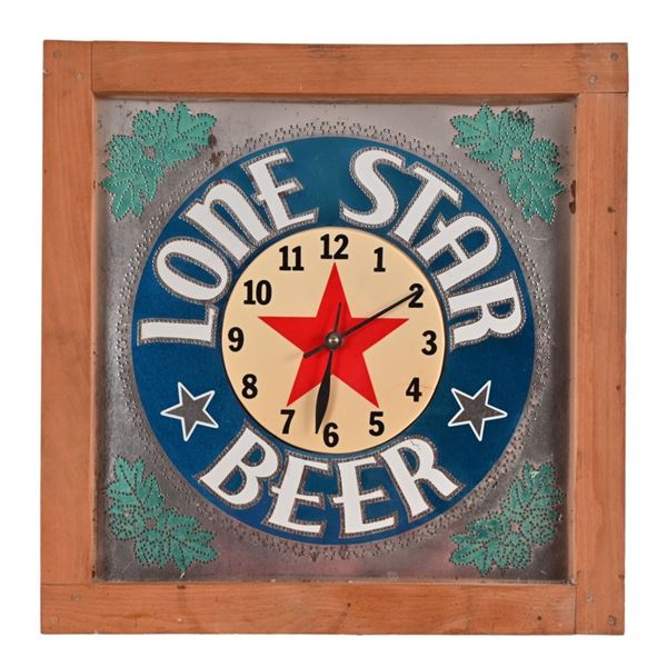 Lone Star Beer Punched Tin Lighted Clock