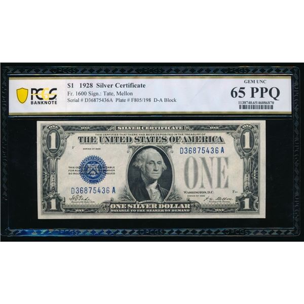 1928 $1 Silver Certificate PCGS 65PPQ