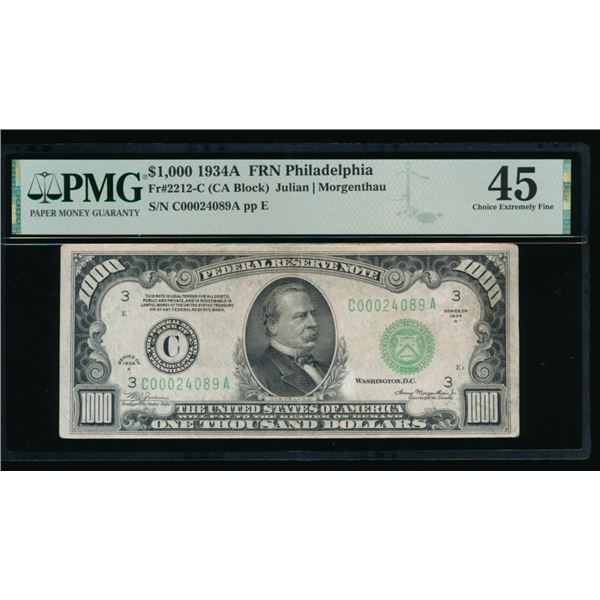 1934A $1000 Philadelphia FRN PMG 45