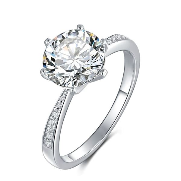 Ladies Sparkling 3 Ct White Fire Moissanite Ring