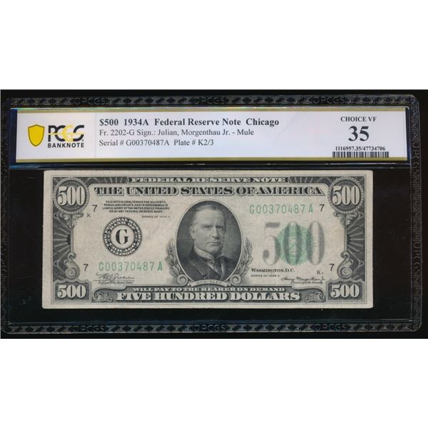 1934A $500 Chicago FRN PCGS 35