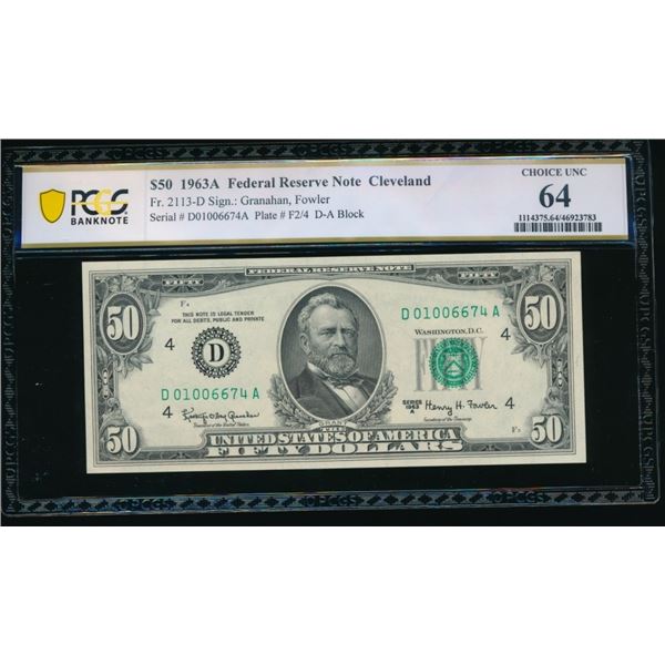1963A $50 Cleveland FRN PCGS 64