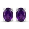 Image 1 : Plated 18KT White Gold 1.60ctw Amethyst and Diamond Earrings