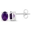 Image 2 : Plated 18KT White Gold 1.60ctw Amethyst and Diamond Earrings