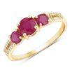 Image 1 : 14KT Yellow Gold 1.02ctw Ruby and White Diamond Ring