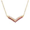 Image 1 : Plated 18KT Yellow Gold 0.61ctw Ruby and Diamond Pendant with Chain