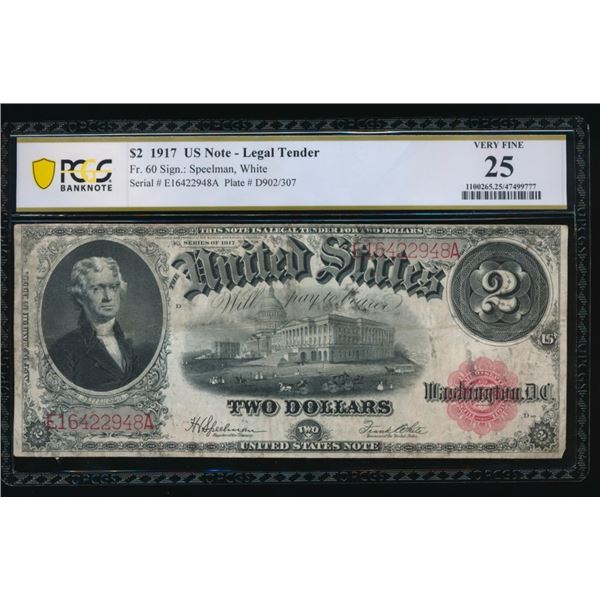 1917 $2 Legal Tender Note PCGS 25