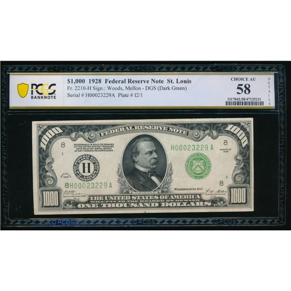1928 $1000 St Louis FRN PCGS 58