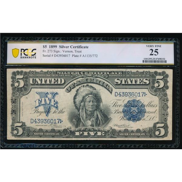 1899 $5 Chief Silver Certificate PCGS 25