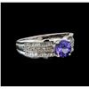 14KT White Gold 0.85 ctw Tanzanite and Diamond Ring